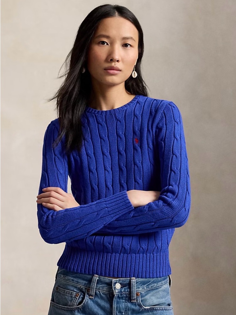 Polo by Ralph Lauren Cable Knit Crewneck Sweater - Royal Blue